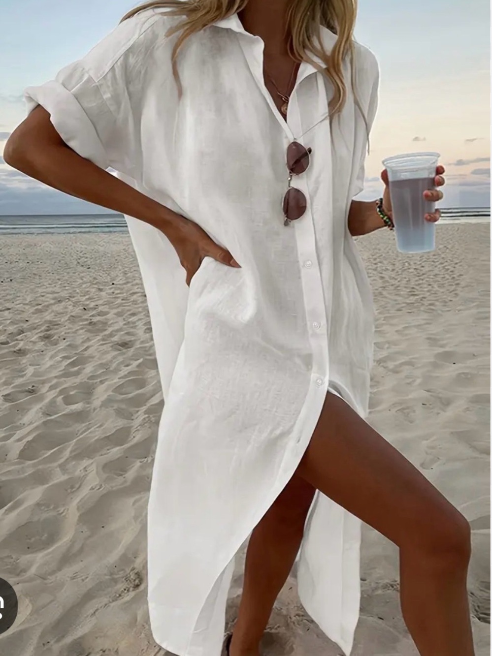 COS White cotton Button-Front dress